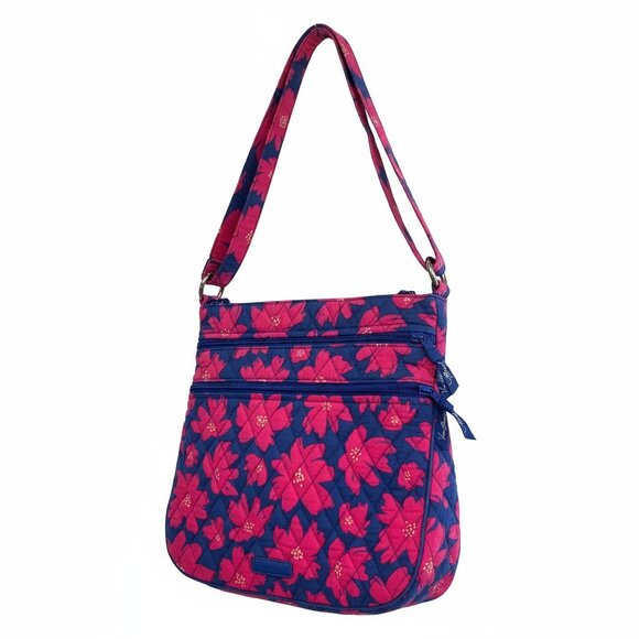 Vera Bradley Handbags - Vera Bradley Retired Handbag – Art Poppies Pattern, Navy & Pink Quilted